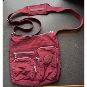 Oakarbo Plant Travel Bag Crossbody Shoulder Bag Vegan Purse 6 Pockets Dark Red